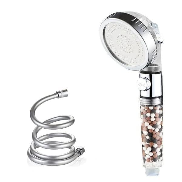 MineralStream Ionic Shower Head 2.0 + Hose | Ecowater Spa Showerheads for Dry Hair & Skin | 3 Settings High Pressure Water Saving Showerhead with Filter Beads