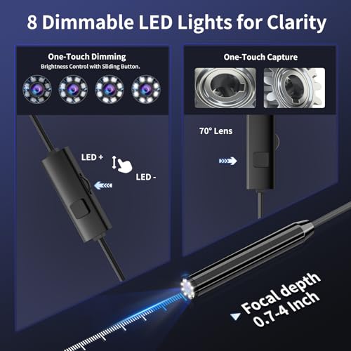 Endoscope Camera with Light, 1920P HD Borescope Inspection Camera 32.8ft Single Lens