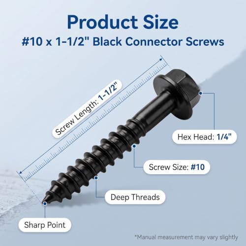 #10 x 1-1/2" Connector Screws Black Joist Hanger Screws Structural Screws