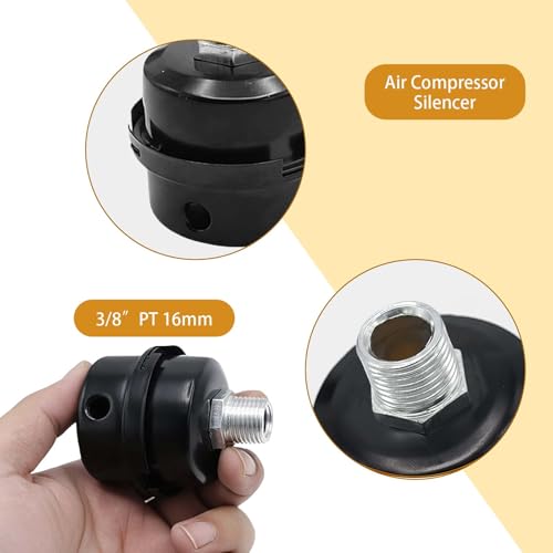 16mm Air Compressor Intake Silencer 4-Pack — Muffler with Filter 3/8"