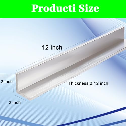 Aluminum Angle Stock - 2 x 2 x 1/8 inch 3PCS 6061 Aluminum Angle Iron 12" Length 90 Degree Angled 1/8" Thick for DIY Projects Home Improvement 2x2x1/8x12" 3
