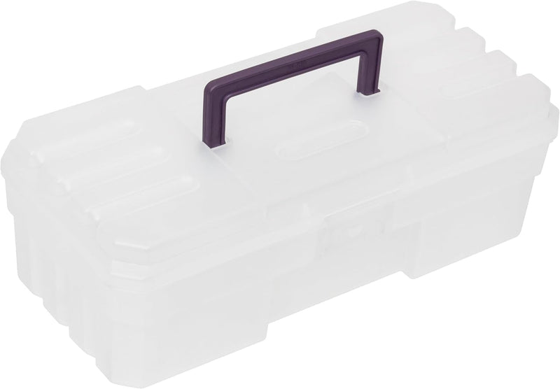 Akro-Mils 12-Inch ProBox Plastic Art Supply, Hobby or Craft Storage Toolbox, Model 09912CLPUR, (12-Inch x 5-1/2-Inch x 4-Inch), Clear