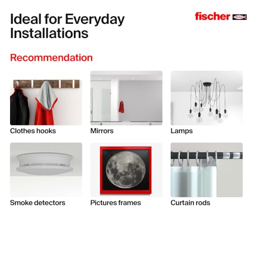 fischer DuoBlade 1-3/4" (44 mm) Self-Drilling Drywall Anchors PZ2 Drive for Plasterboard and Gypsum Board - 10 Anchors