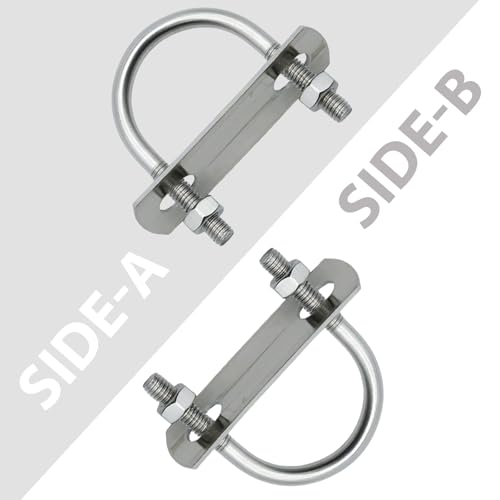 16 Pcs Round U Bolts, M6 x 34 mm x 53 mm Round Bend U Clamp, U-Bolts with Nut Plate Washer for Pipes Wood Tubes (DN25) M6 34x53mm