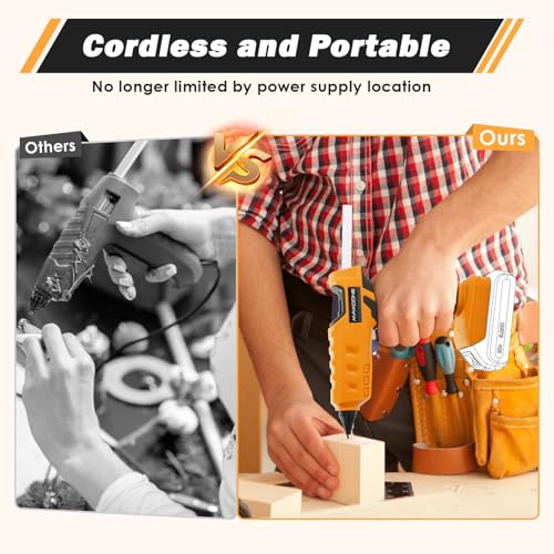 100W Cordless Hot Glue Gun for DeWalt 20V MAX Battery (Tool Only) Wireless Power Glue Gun Full Size with 12pcs Glue Sticks(0.43")(11mm) for Art DIY Craft Home Repair School(Battery Not Included) 100w glue gun for Dewalt