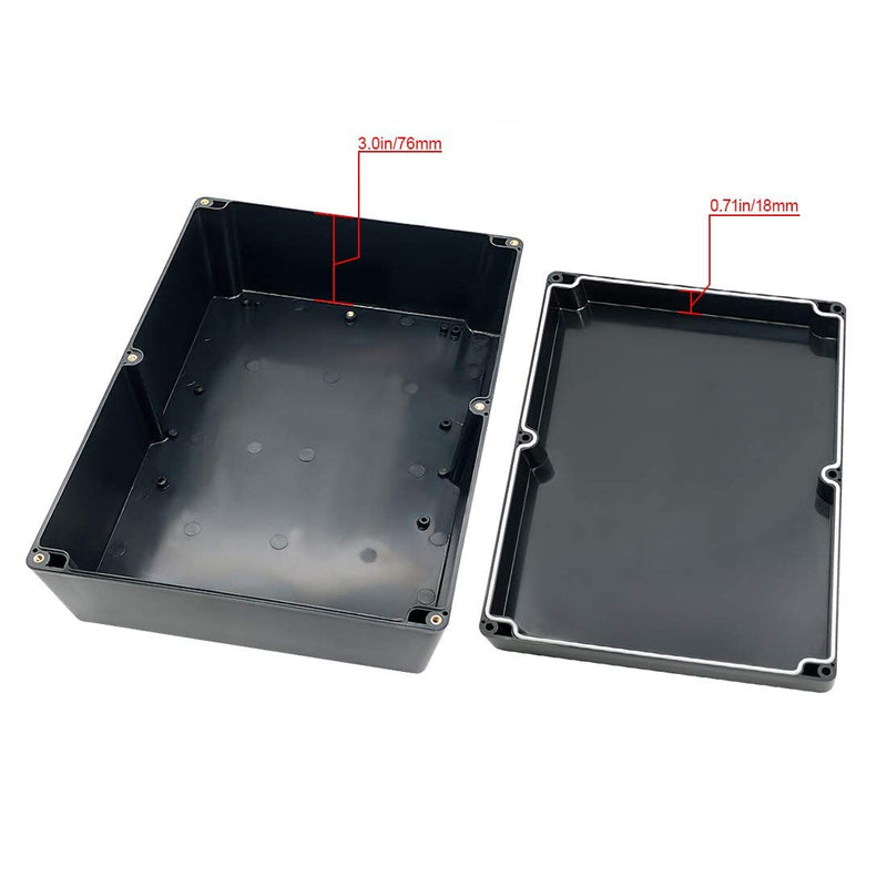 LeMotech Project Box ABS Plastic IP65 Waterproof Dustproof Electrical Junction Box Outdoor Enclosure for Electronics Black 11.41" x 8.26" x 3.93" (290 x 210 x 100mm) 11.41" x 8.26" x 3.93" Black (1 pack)