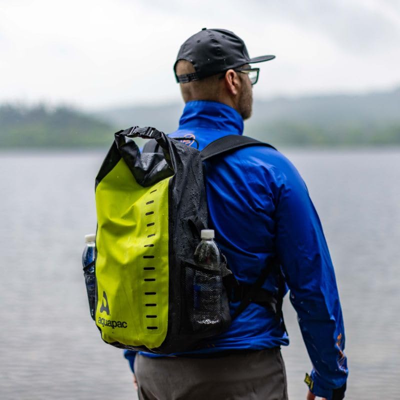Aquapac Heavyweight 28L Waterproof Toccoa Backpack, UK Made, Travel Essential, 5 Year Warranty, Hiking, Mountain Biking Acid Green