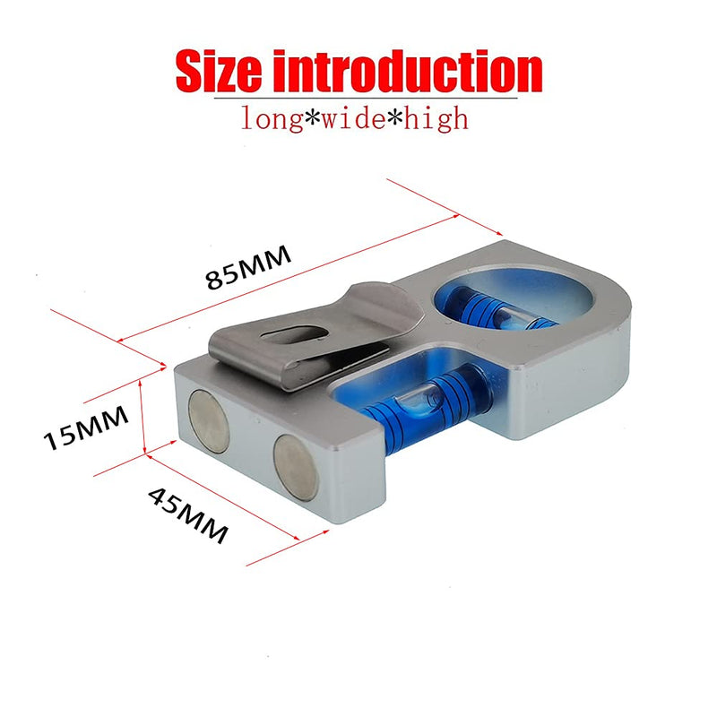Convenient to carry Solid aluminum alloy Mini level ruler portable mini level bubble meter with magnetic function TV stand installation (Silver blue)