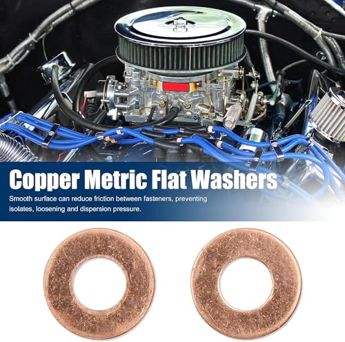 M8 Copper Flat Washers 30PCS, 8mm ID 18mm OD 1mm Thick Metric Copper Sealing Rings for Bolts Nuts Hydraulic Fuel Fittings