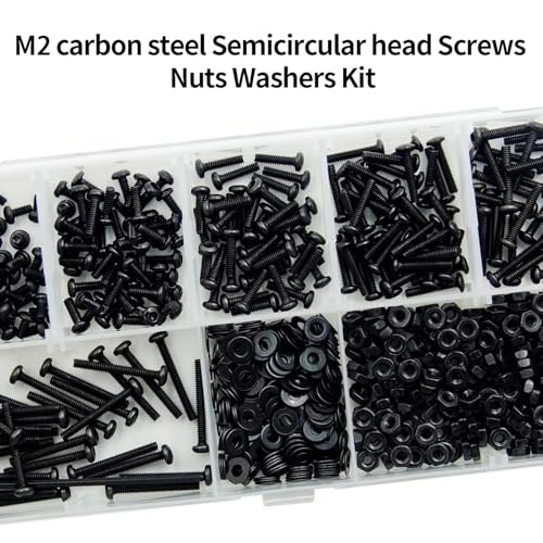 720 Pcs M2 Screws Assortment Kit, M2x4/6/8/10/12/16mm Metric Screws, Black Zinc Plated Steel Fasteners for Home & Workshop M2x4/6/8/10/12/16- 720Pcs