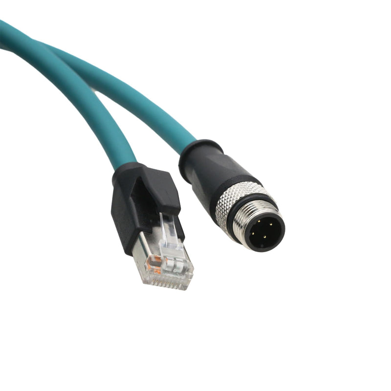 HangTon Ethernet M12 4 Pin D-Coded to RJ45 Cable for Keyence Sick Machine Vision Sensor Reader Barcode Scanner, Profinet Network 1m