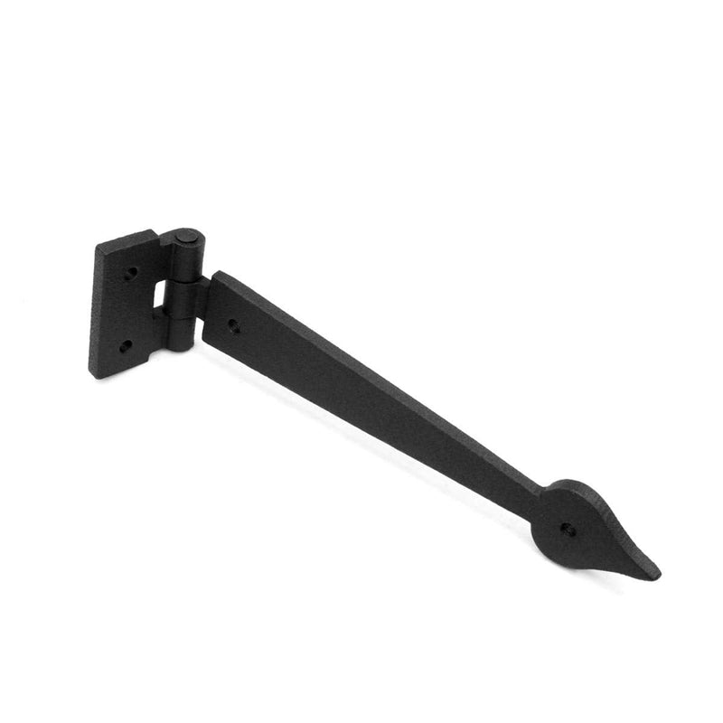 Renovators Supply Manufacturing Black Wrought Iron Strap Hinge Pair 7.38 Inch Spear Tip Colonial Cabinet Door Gate Hardware Flush Mount Rust Resistant Pack of 1