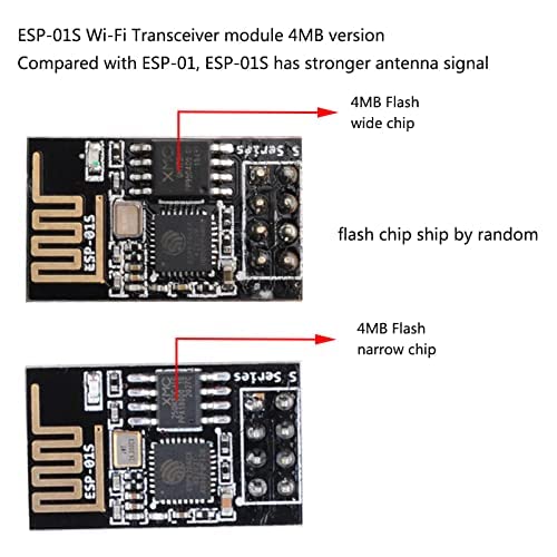 5pcs ESP8266 ESP-01S 4MB WiFi Wireless Serial Transceiver Module with 2pcs USB to ESP-01S Adapter Programmer CH340G UART PORG