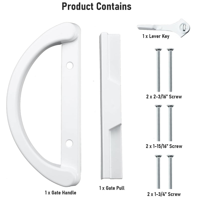 HOME MASTER HARDWARE Patio Sliding Glass Door Handle Set, Non-Keyed Sliding Patio Door Handles Replacement, White Diecast Slider Door Handle Fits 3-15/16 Hole Spacing for Mortise Style,1 Set