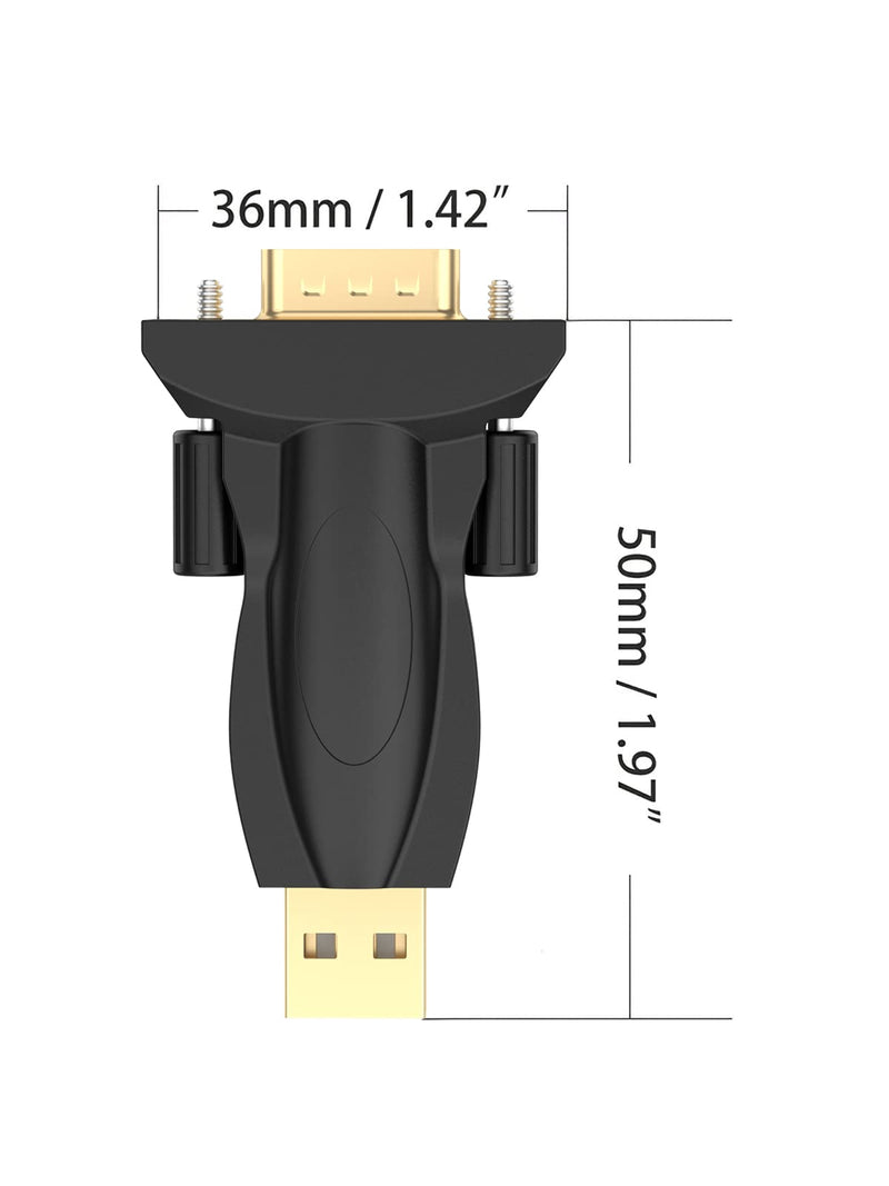 CableCreation USB to RS232 Male Adapter with PL2303 Chipset, USB to DB9 Serial Converter for Windows 11, 10, 8.1, 8, 7, Linux and Mac OS,Black PL2303 Chip-Male