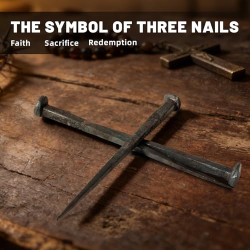 3 Pcs Iron Nails, Hand Forged Rustic Crucifixion Cross Nails