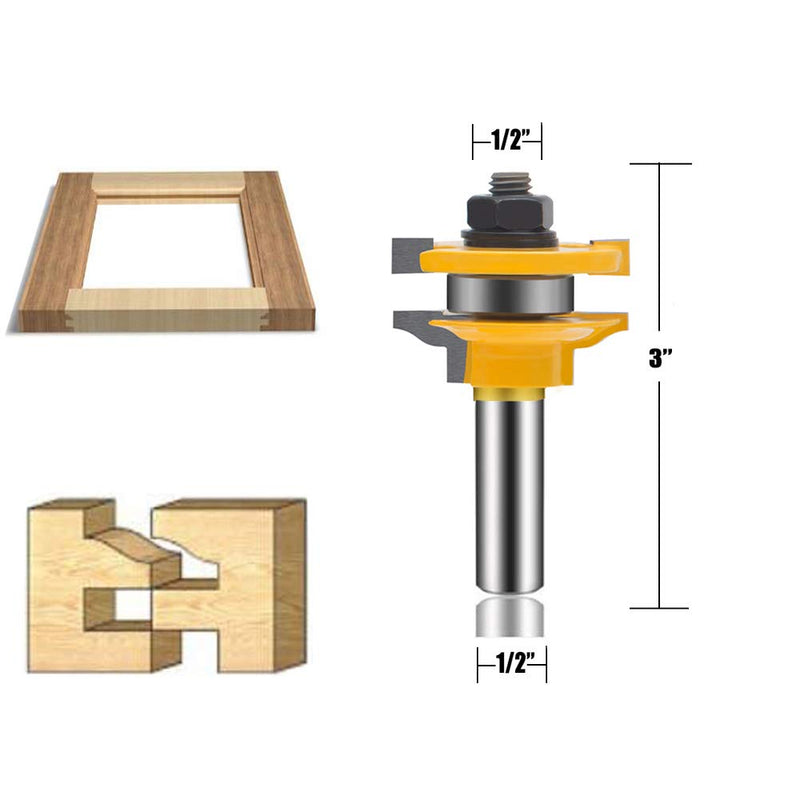 LEATBUY Woodwork Router Bits Set 1/2 Inch Shank Router Bit 3PC Half Round Wood Door Cabinet Shelf Edge Cutting Router Bits Sets Radius 1/8", Woodworking Milling Tool Router Set Cutter (KY4) KY4