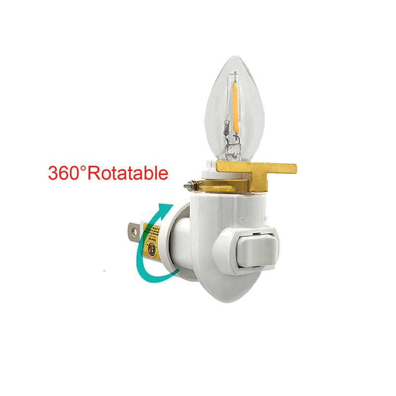 Plug in Night Light Module Rotatable Base Includes 12 LED Bulbs and 12 Brass Clips, Great for Making Your Own Decorative Stained Night Lights, Pack of 12