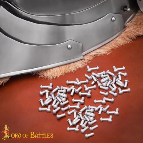 Lord of Battles Mushroom Head Steel Rivets, Solid Metal Rivets for Leather, Wood & DIY Projects - Dome Head Fasteners, Pack of 100 (13 mm) 13 mm