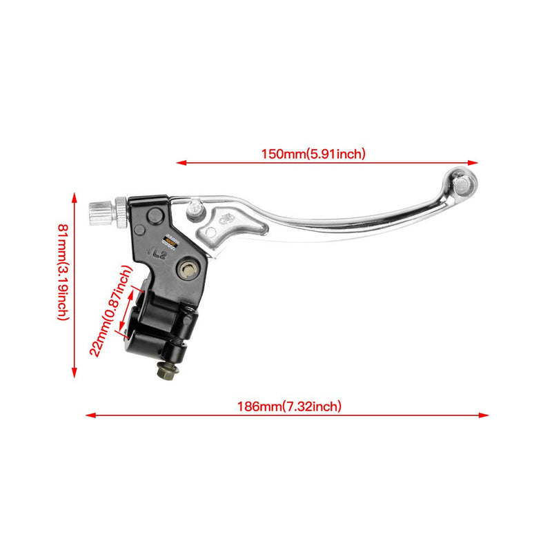 HIAORS Silver Left Right 7/8" 22mm Clutch Brake Handle Levers Perch for XR80 XR100 CRF70 CRF70F CRF80 CRF100 XR200r CRF450R XR100 XR250 Xtreme 125cc Chinese 110cc Pit Dirt Motor Bike Motocross