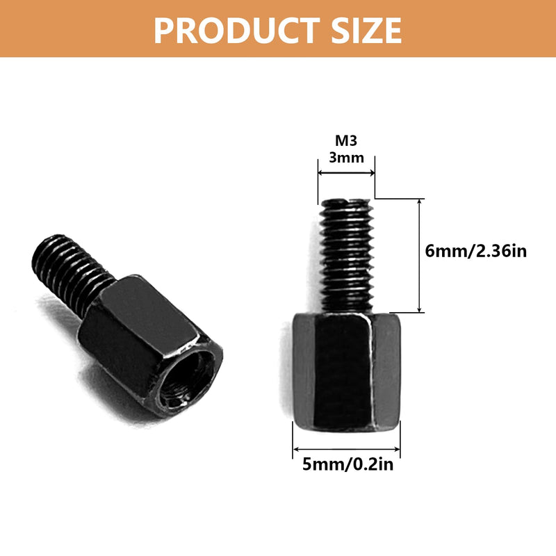 50Pcs M3x6+6 Motherboard Standoffs Screws for ATX Motherboard Mounting
