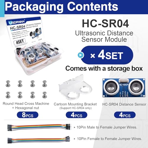 4PCS HC-SR04 Ultrasonic Distance Sensor Modules with Brackets