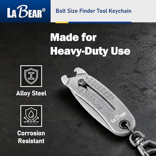 LABEAR Bolt Size Finder Tool Keychain, SAE Metric Nut & Bolt Gauge (Pack of 3) 8-25mm Size Identifier Gauge (Pack of 3)