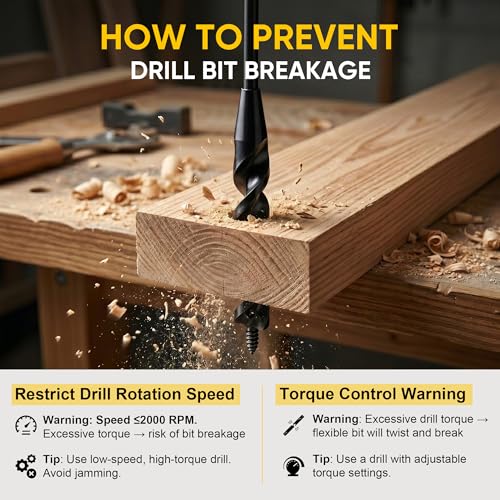 58" Flexible Installer Drill Bit for Pulling Wires in Walls, Ceilings, and Sidewalks, 3/4" Auger with Screw Point & Fish Eye, 1/4" 3-Flat Shank for Wood & Conduits, with Wire Puller & Storage Tube 3/4in 58in L