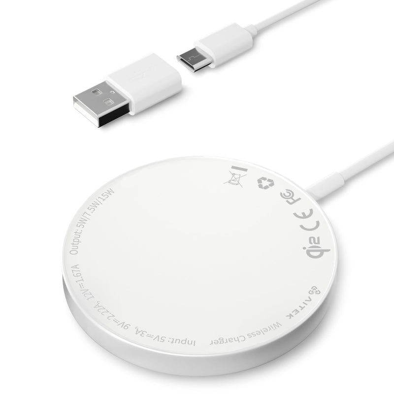 MagSafe Charger, Magnetic Wireless Charger Fast Charging Pad, Qi2 Certified 15W Ultra-Fast Wireless Charger, with 5ft Cable for iPhone 15/15 Plus/15 Pro/15 Pro Max/14/13/12 Series 1pc-awhite