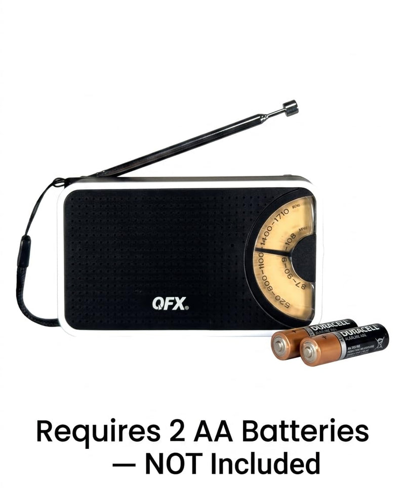 QFX Retro Pocket Portable AM FM Radio with Telescoping Antenna, R-70 | Analog Tuning, Built-In Speaker, Earphone Jack, Thumbwheel Volume Control, Battery Operated