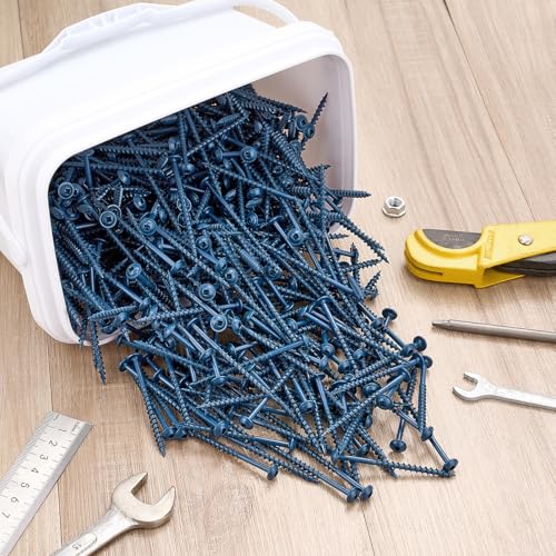 600 PCS #8 x 2-1/2” Pocket Hole Screws Exterior Pocket Screw #8x2-1/2" Blue 600