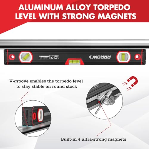 ARROW 16-Inch Level, Magnetic Torpedo Level for Construction, Carpentry Single Level (16")