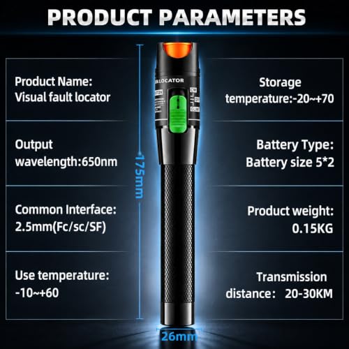 Visual Fault Locator VFL Pen Kit with FC to LC Adapter | Wavelength: 650nm Green