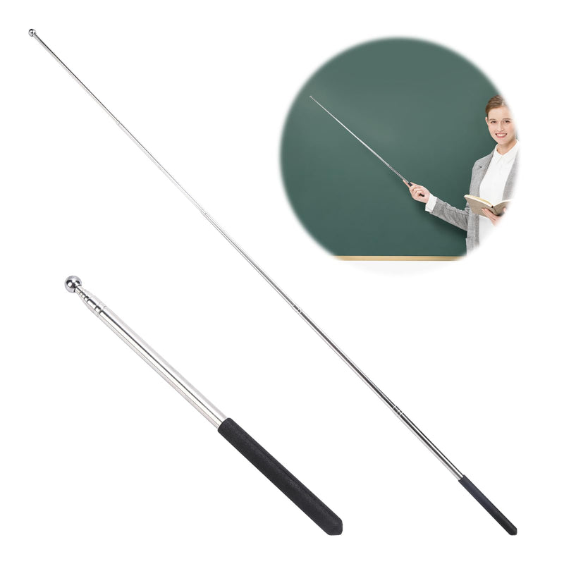 2PC Retractable Teacher Pointer Stick Set, 39.5” Extendable Classroom Pointer with Smooth Stylus, Ideal for Presentations, Whiteboard Teaching & Tablet Interaction