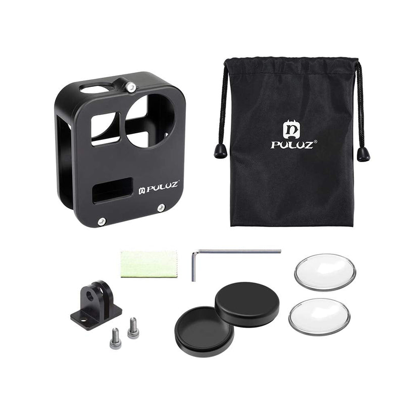 PULUZ Housing Shell Protective Cage for GoPro Max, CNC Aluminum Alloy Frame Case with Lens Protection & Mounting Accessories