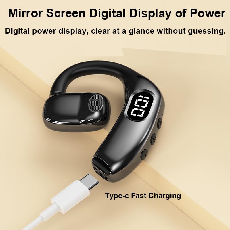 Single Bluetooth5.4 Earpiece Earbud One Ear Piece 180° Left and Right Ears TF Card Can be Inserted, Open Ear Bud Air Conduction Earless Out of Ear Headphones Wireless Headsets with Microphone Earhook