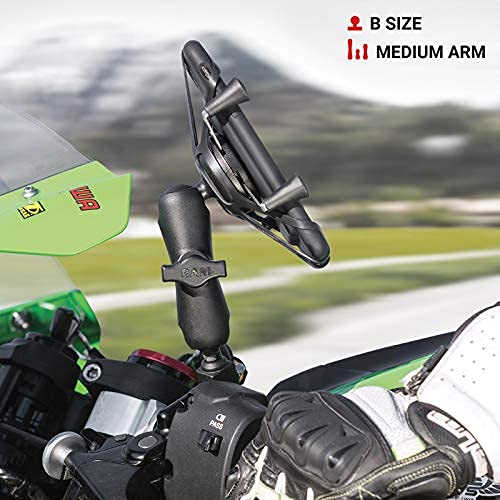 RAM MOUNTS X-Grip Phone Holder with Medium B Size Socket Arm | Medium double socket arm, compatible with RAM Mounts B Size 1" ball components Small Phones