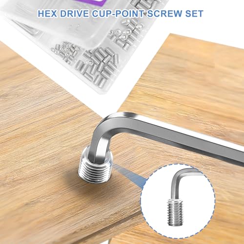 320 Pcs Metric Set Screw M3 M4 M5 M6 M8 Hex Socket Head Multi-Size Kit,304 Stainless Steel Set Screw Assortment Kit, for DIY & Professional Use with Storage Box