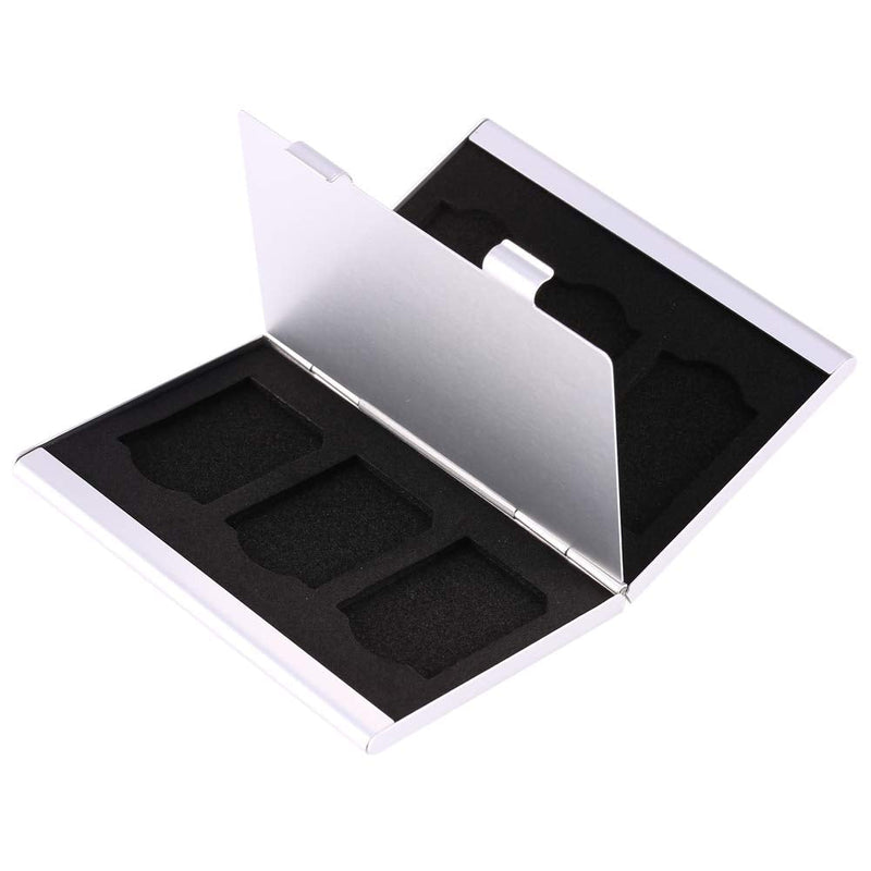 Portable Aluminum Sd Memory Card Holder Case With Easy Carry Design, 6Pcs Cards Storage Box