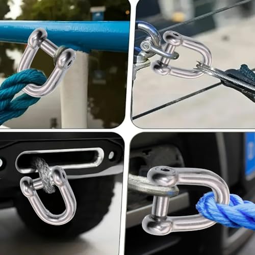 5Pcs M10 D Shackle Hex Sink Screw Pin, Max 1411LBS Load Capacity 5Pcs M10 D Shackle Hex Sink Screw Pin