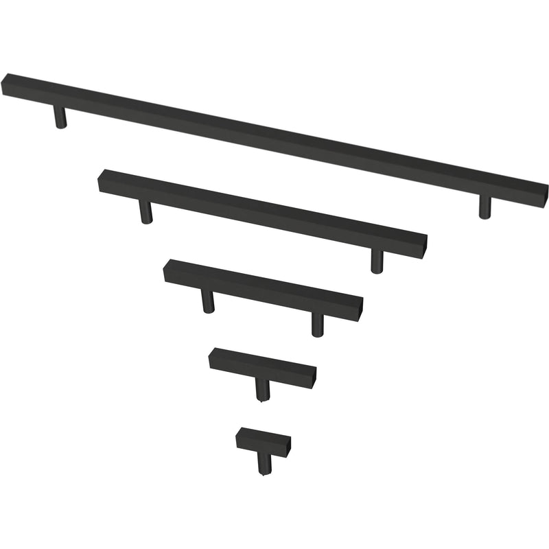 Franklin Brass (10-Pack) – Matte Black Cabinet Handles, 5-1/16 Inch Hole Center, Modern Pulls for Drawers, Kitchen Cabinet Door, Dressers | Simple Square Bar 10 5-1/16" (128mm)