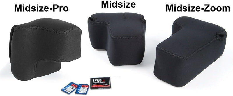 OP/TECH USA Soft Pouch – Compact digital camera case, lightweight accessories pouch, sleek neoprene sleeve for DSLR, perfect for backpacks & travel – durable protection in style | D-SLR| Black D-midsize Pro
