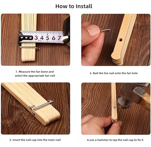 5 pcs Fan Repair Accessories (17mm,19mm,21mm,23mm,25mm),Repair Your Favorite Folding Fan,Complete Kit with Shaft Rivets Easy to Use Nail Kit