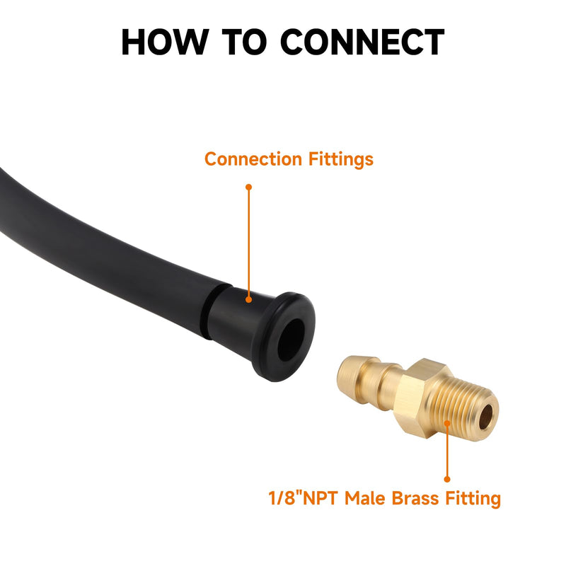 Roastove Natural Gas or LP Gas Manifold Pressure Test Kit Accessories, 2X 40 inch Rubber Hose, 1/8" NPT Male Brass Fitting for Replacement