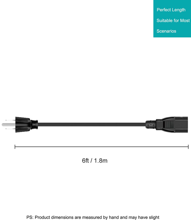 AC Power Cord Compatible with Horizon Fitness Treadmills Ellipticals, Universal 3 Prong Power Cable Replacement 6Ft 6 Feet