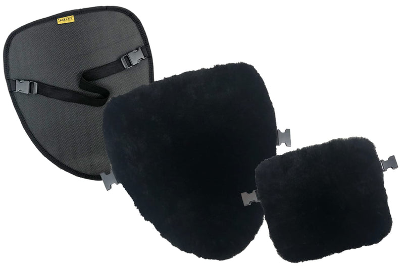 Skwoosh Sheepskin Motorcycle Seat Cover Pad Natural Plush Genuine Wool for Temperature Control Summer and Winter and Cushioning for Comfort (Medium) Medium