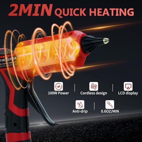 Cordless Hot Glue Gun for Milwaukee 18V Battery, 100W Wireless Glue Gun
