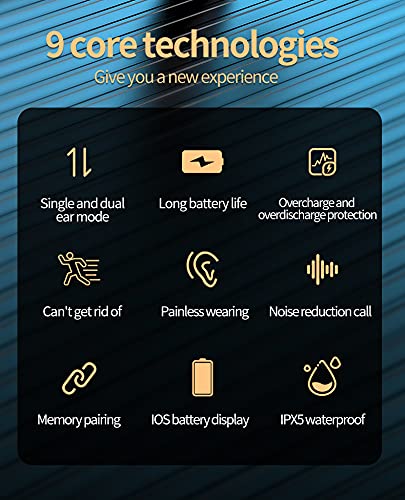 Bluetooth Headset-V5.1 Wireless Earpiece Built-in Mic Noise Cancelling, 360° Left and Right Ears in Ear Single Earhook Earbuds,20Hrs HD Talktime One Ear Piece Headset for Phone Android Samsung Laptop