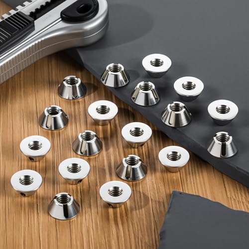 20 Pcs Tri-Groove Tamper Proof Security Nuts, T Groove, Zamak 5 Zinc, 1/4"-20, Three-Slot Safety Nuts, Tapered Three-pronged Drive, Anti-Theft