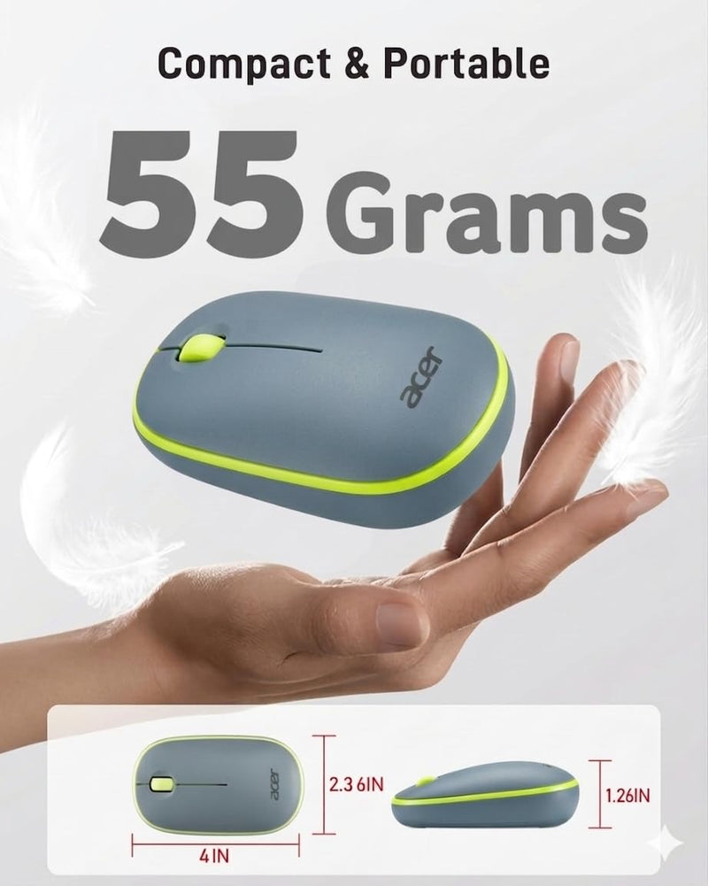 Acer Wireless Mouse for Laptop, 2.4GHz Wireless Mouse with USB Receiver - Smooth Tracking, 12-Month Battery, for Windows, macOS, ChromeOS, Compatible with PC, Mac, Laptop, Tablets - Blue